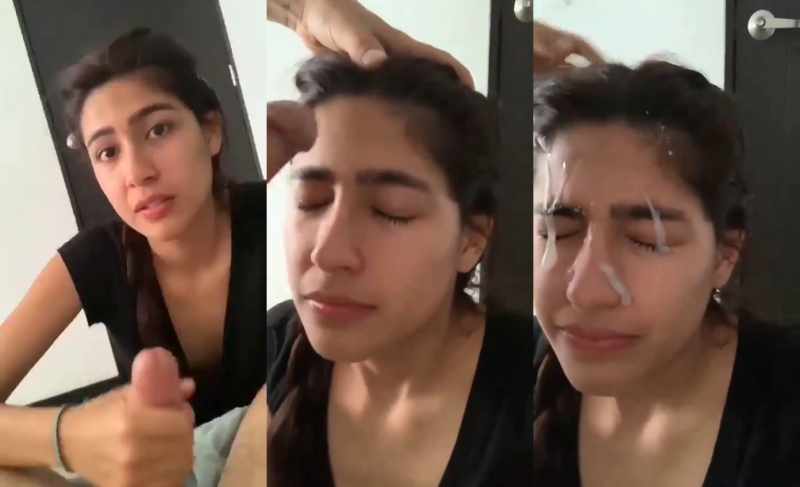 Cum on her cute face Indian MMS