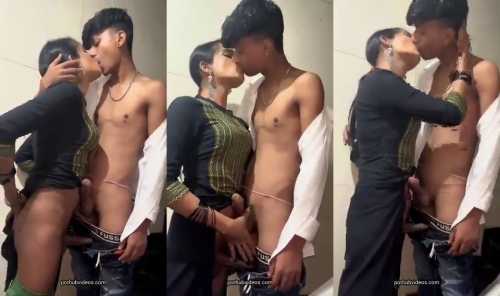 Skinny Shemale Hot Kissing and dick touching Indian MMS