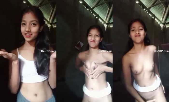 Skinny sexy girl horny masturbating and boobs showing Indian MMS