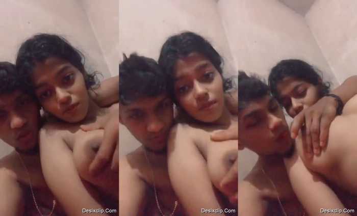 Small Boobs Pressing by her BF Indian MMS